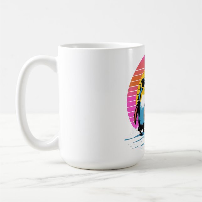 Mug Parade des pingouins - Retro Sunset Famille des pi (Gauche)