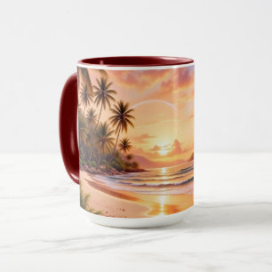 Mug Paradis de l'île tropicale & Arc-en-ciel vibrant d