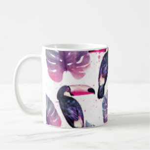 Mug Paradis tropical avec perroquets aquarelles et pal