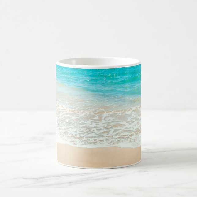 Mug Paradis tropical de plage bleu cristal PixDezines (Centre)
