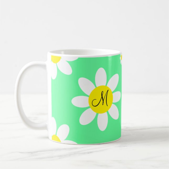 Mug Paraphe floral vert pâle et blanc (Gauche)