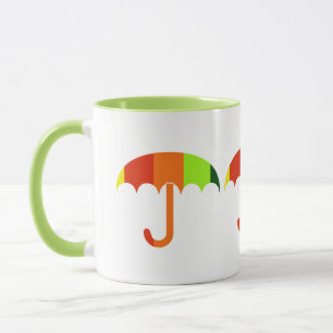 Mug Parapluie arc-en-ciel sur Arrière - plan blanc