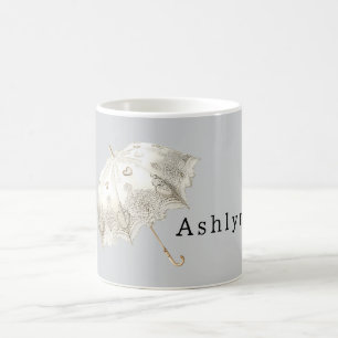Mug Parapluie coeurs blanc gris