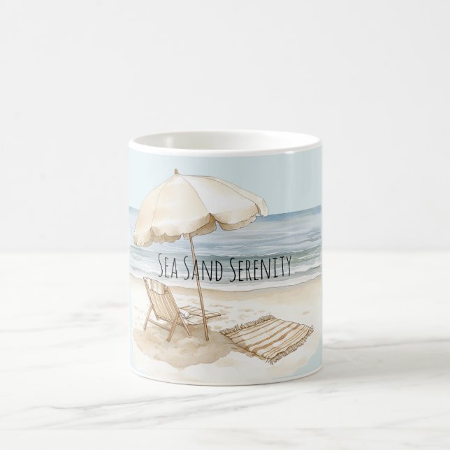 Mug Parapluie de plage océan mer sable sérénité (Centre)
