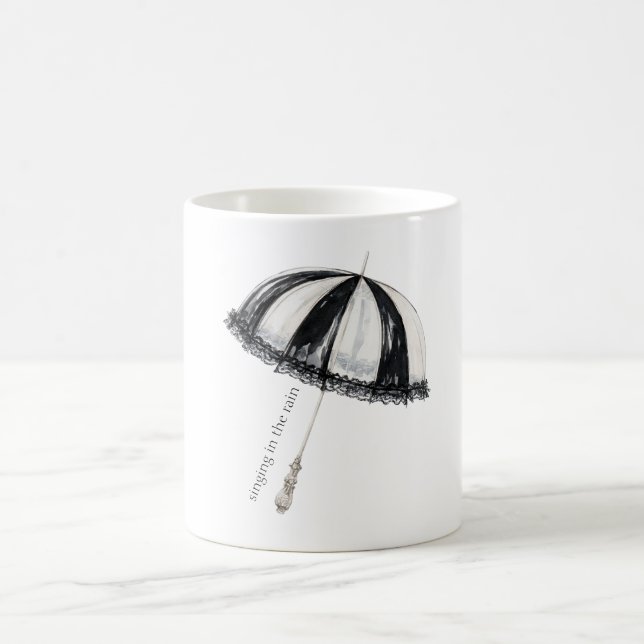 Mug Parapluie noir blanc Pluie (Centre)