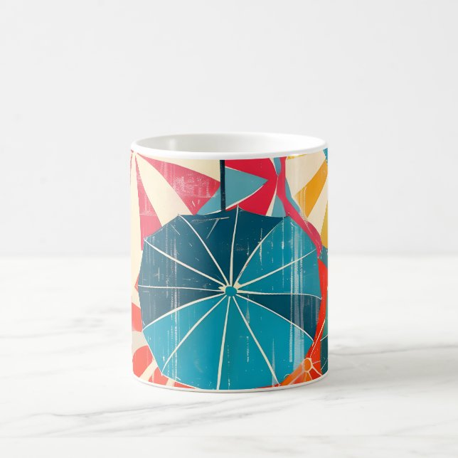 Mug Parapluie Rétro Art Pop Jour de Pluie (Centre)
