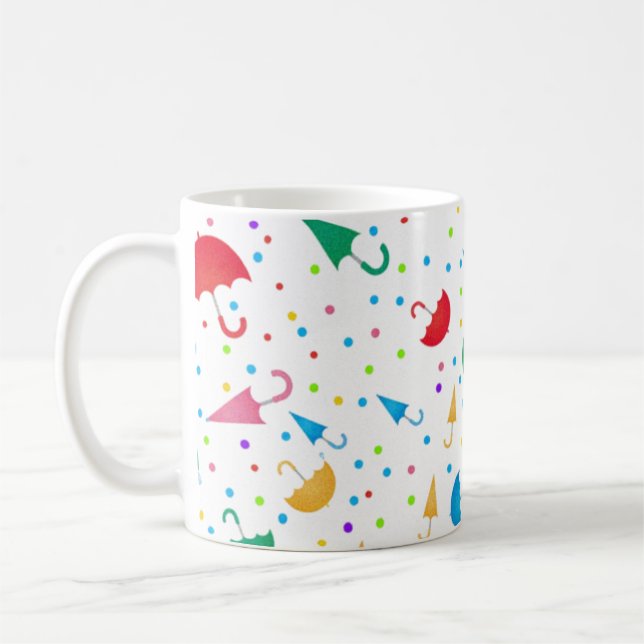 Mug Parapluies colorés et motif confettis (Gauche)