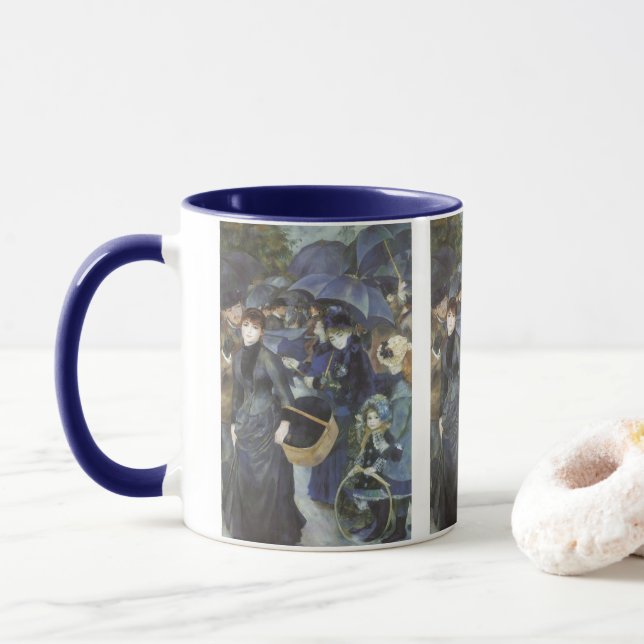 Mug Parapluies de Pierre Renoir, Impressionnisme Vinta (Avec donut)