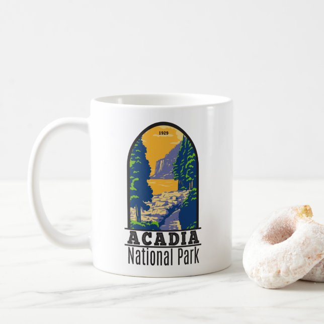 Mug Parc national Acadia Bar Port Ocean Path Maine (Avec donut)