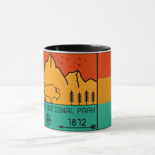 Mug Parc national de Yellowstone Rétro Wyoming USA Bi