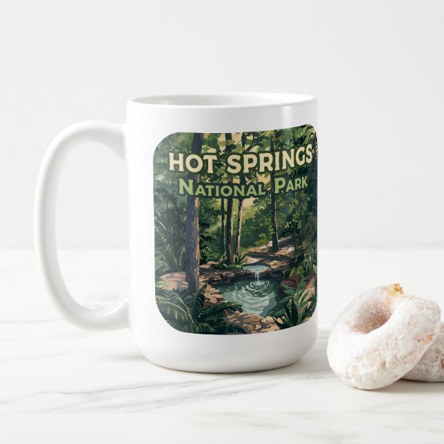 Mug Parc national des sources chaudes Arkansas Retro (Avec donut)