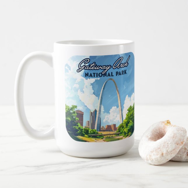Mug Parc national Gateway Arch Missouri St Louis Retro (Avec donut)