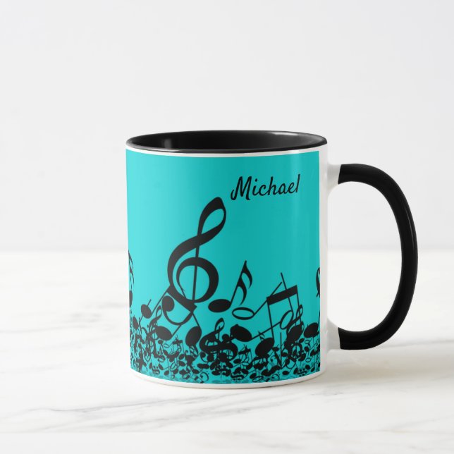Mug Parce que musique - Notes musicales Black Turquois (Droite)