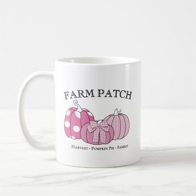 Mug Parcelle de ferme personnelle Texte Rose Blanc Noi (Gauche)