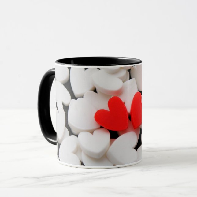 Mug Pareja de corazones enamorados (Devant gauche)