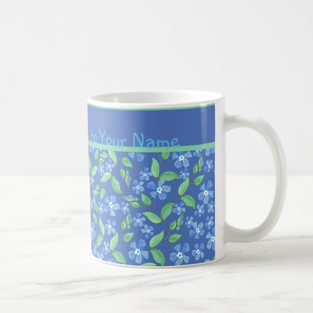 Mug Parenouilles bleues personnalisées Ditsy Motifs fl (Droite)