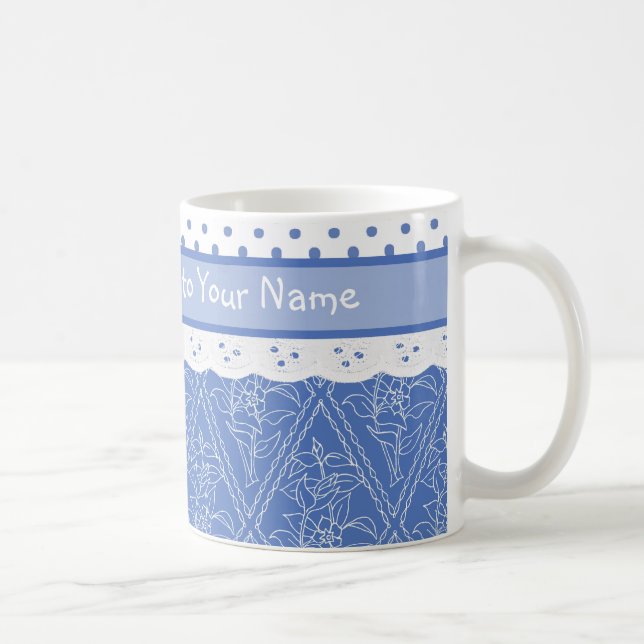 Mug Parenouilleurs bleus personnalisés Pois Faux Lace (Droite)
