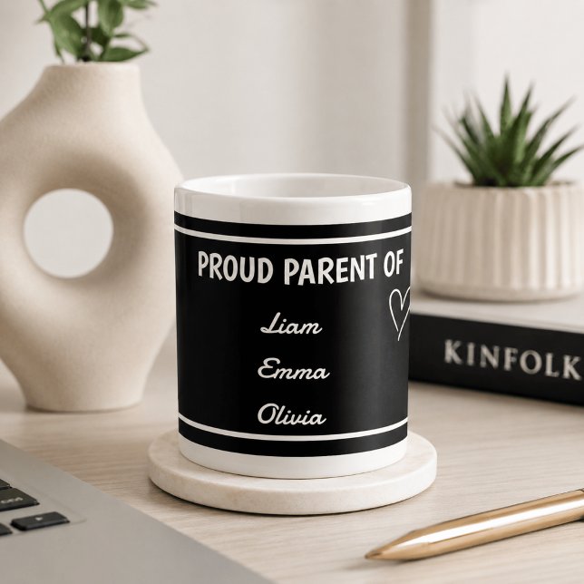 Mug Parent fier de avec des noms personnalisés  (Créateur téléchargé)