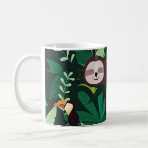 Mug Paresse mignonne en vert tropical illustration mot