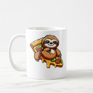 Mug Paresseux drôle mangeant une Pizza, Animal Kawaii