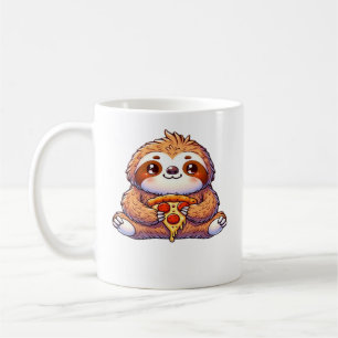 Mug Paresseux drôle mangeant une Pizza, Animal Kawaii