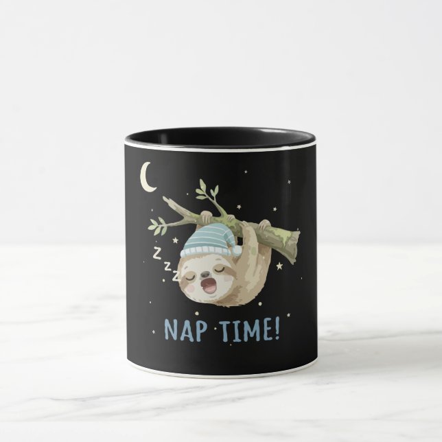 Mug Paresseux Mignon Endormi "L'Heure de la Sieste !"  (Centre)