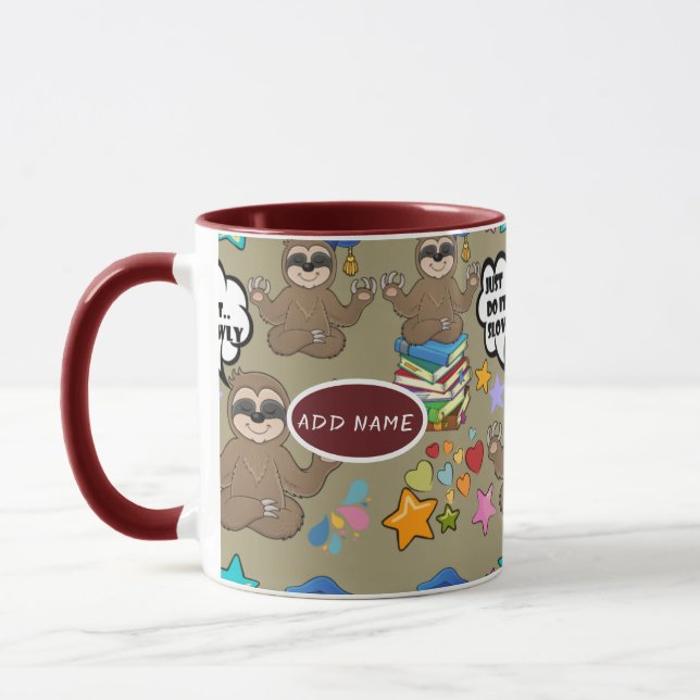 Mug Paresseux Mignon Motif Brun Drôle Citation Fais-le (Gauche)