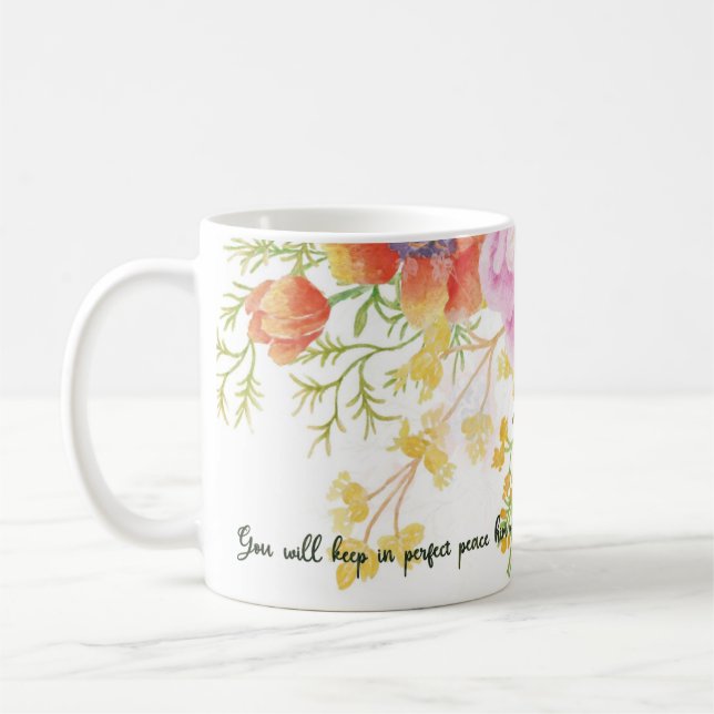 Mug Parfait aquarelle de ressort de paix floral (Gauche)