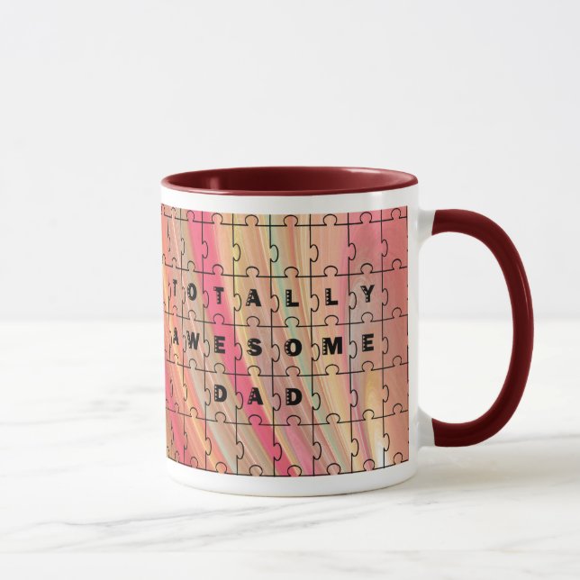 Mug Parfait Papa Puzzle Texte rose/Motif Brown (Droite)