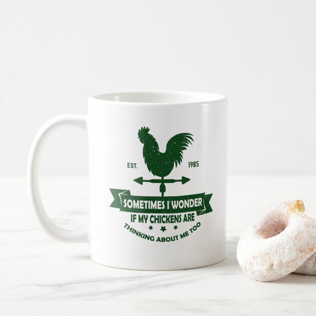 Mug Parfois je me demande si mes poulets pensent à abo (Avec donut)