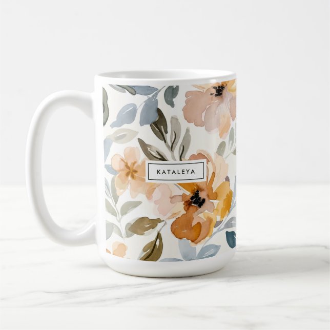 Mug Parfum Floral d'Automne Pastel Doux (Gauche)