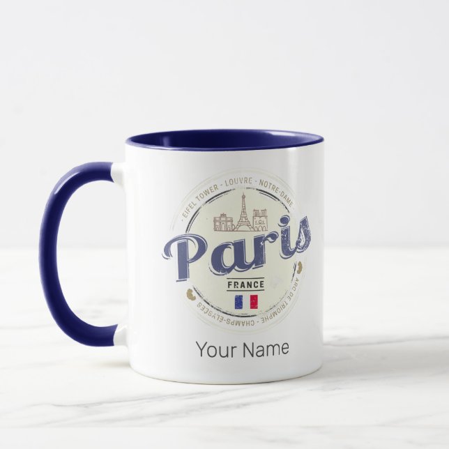 Mug Paris Capitale France Tour Eiffel Souvenir Vintage (Gauche)