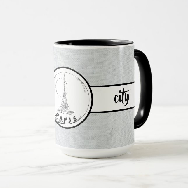 Mug Paris City Linge élégant Ringer 15oz (Devant droit)