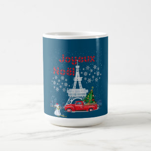 Mug Paris Eiffel Tower Christmas Tree Red Truck Joyeux