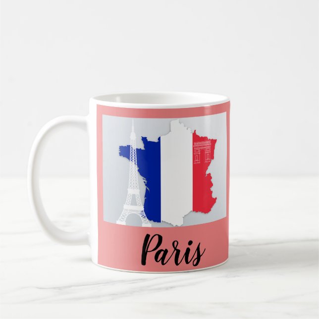 Mug Paris France Drapeau Carte Tour Eiffel (Gauche)