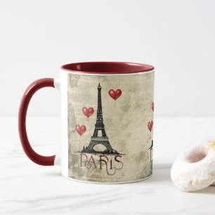 Mug Paris, la Tour Eiffel et le Parchemin du Coeur Rou