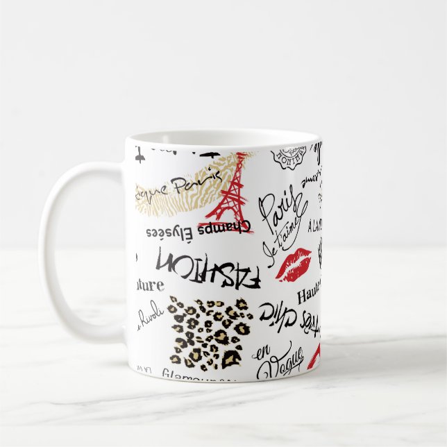 Mug Paris mode et glamour sans couture motif (Gauche)
