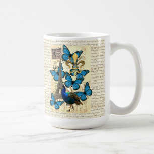 Mug Paris, paon et papillons