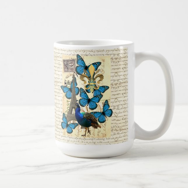 Mug Paris, paon et papillons (Droite)
