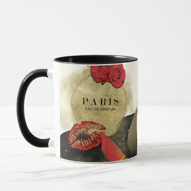 Mug Paris Parfum Rose talons et bâton à lèvres (Gauche)