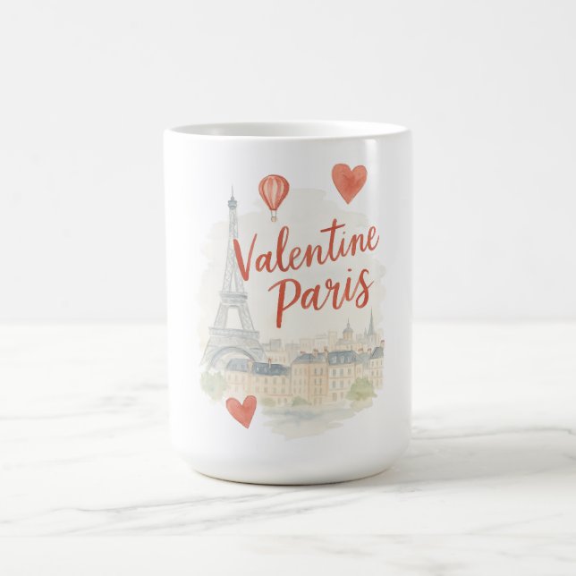 Mug Paris Saint-Valentin Aquarelle – Tour Eiffel Amour (Centre)