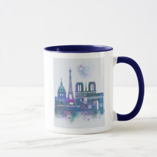 Mug Paris Skyline - Aquarelle bleu