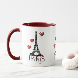 Mug Paris, Tour Eiffel et Ballons du Coeur Rouge