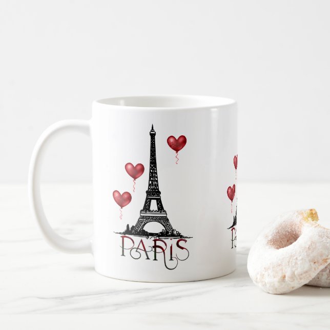Mug Paris, Tour Eiffel et Ballons rouges (Avec donut)