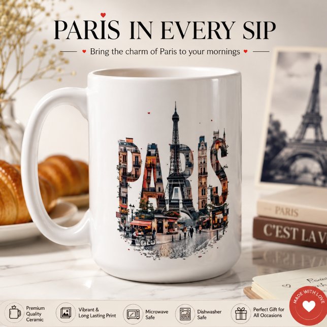 Mug Paris ville amoureuse pleine couleur | tshirt  (Créateur téléchargé)