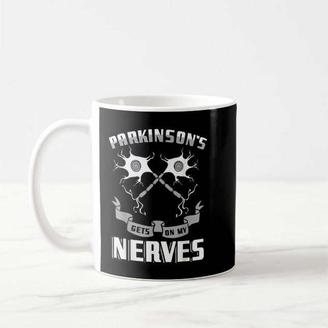 Mug Parkinsons Nerves Désordre dégénératif Gris Ribbo (Gauche)