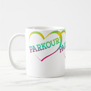 Mug Parkour Course Libre Traceur Fille Aquarelle Cœur