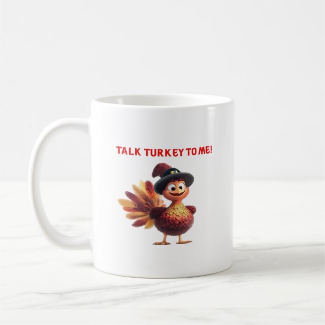 Mug Parle dinde à moi drôle de conception de Thanksgiv (Gauche)
