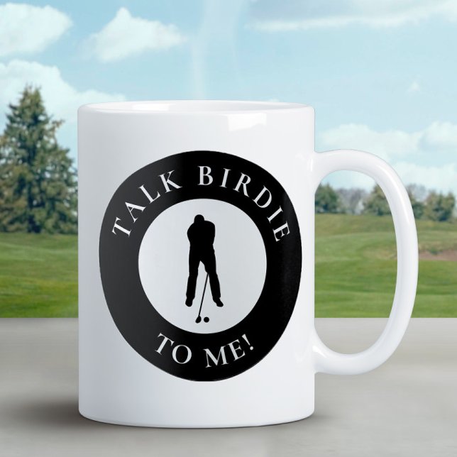 Mug Parle-moi d'oiseau Silhouette de golfeur drôle Noi (Créateur téléchargé)