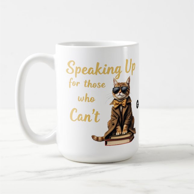Mug Parler pour ceux qui ne peuvent pas Chouette Chat  (Gauche)
